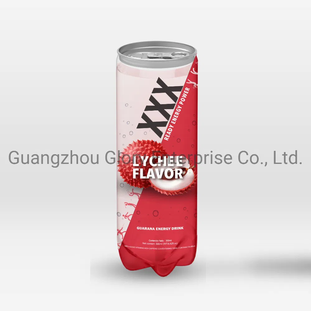 300ml Pet Tin Guarana Energy Drink with Lychee Flavor