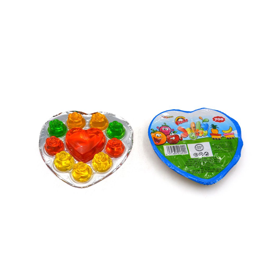 70g Sweet Fruity Colorful Halal Confectionery Heart Jelly Pudding