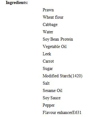 Frozen Steamed Prawn Dumpling Supermarket From China