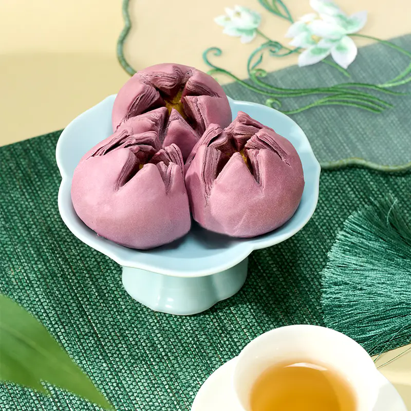 Frozen Sweet Flaky Pastry Raw Dough with Purple Sweet Potato Paste