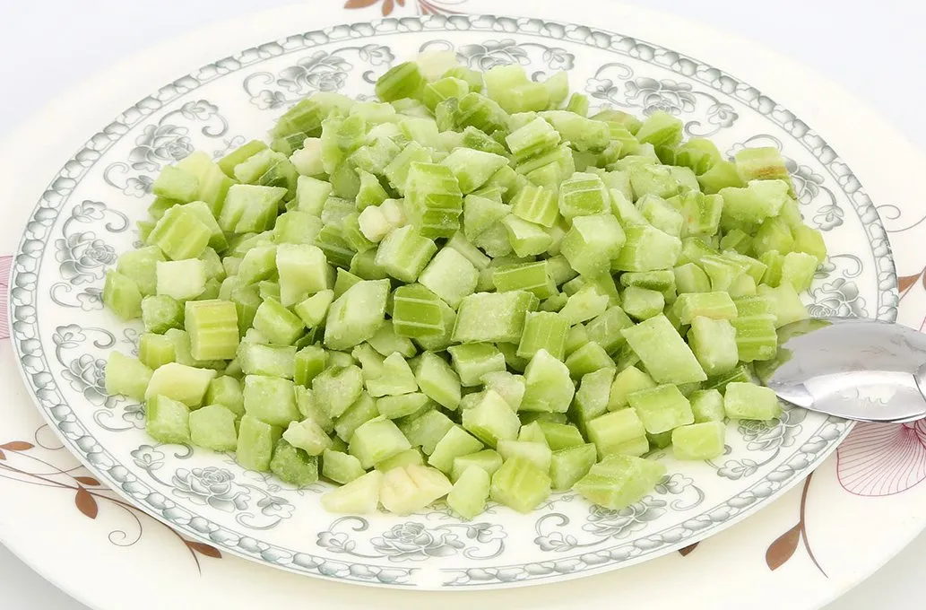 Manufacturer of Frozen Vegetables, Shandong Fangxin Food, IQF Frozen Celery Dices, 10*10mm, Brc, FDA, Kosher, HACCP
