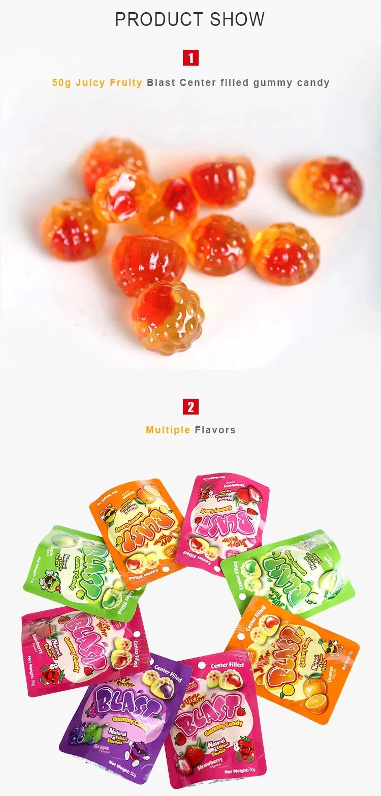 Soft Chewy Fruit Snake 65% Fruit Juice Center Filled Gummy Candy