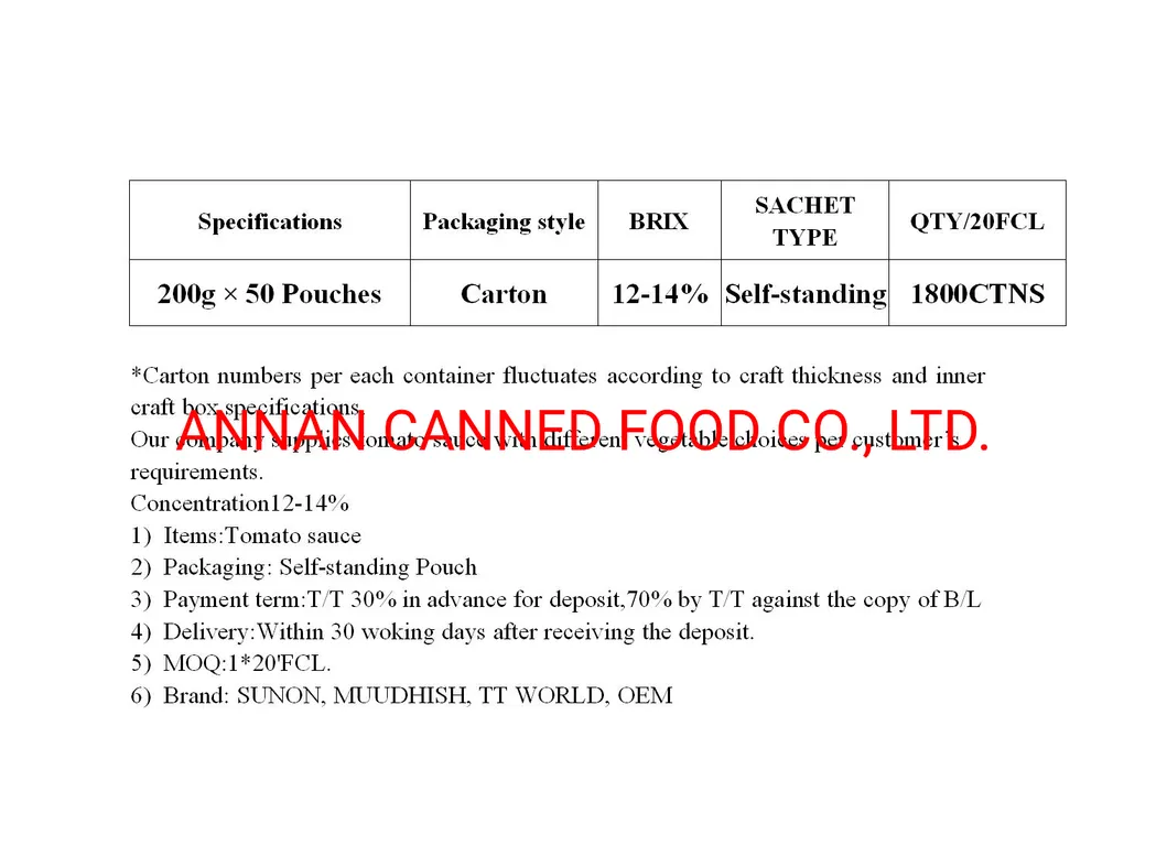 Sunon Brand Tomato Sauce with Vegetables in Self-Standing Pouches 200g