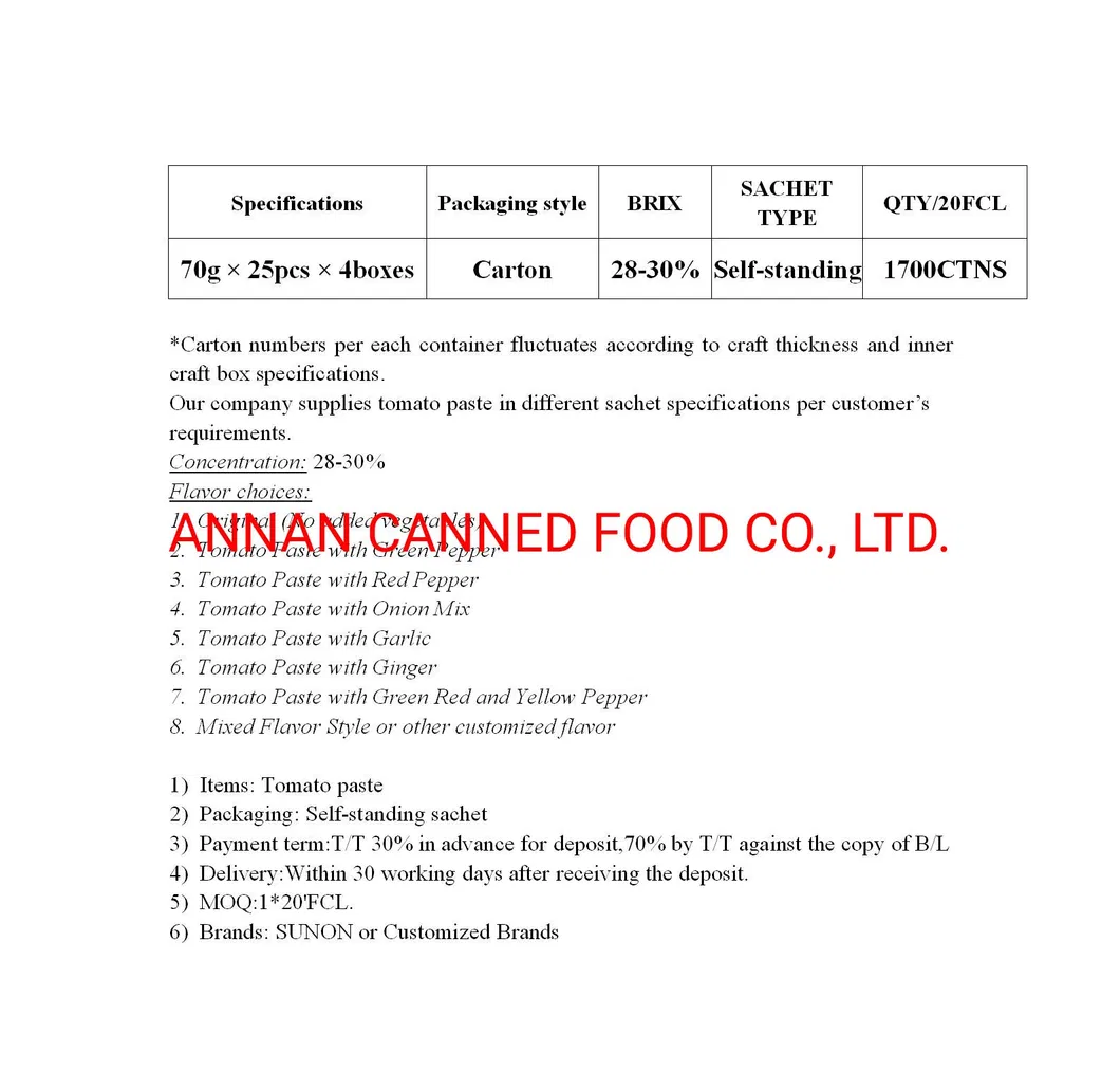 Tomato Paste with Onion Mix in Self-Standing Pouch Irregular Shape, 70g, Sunon Brand