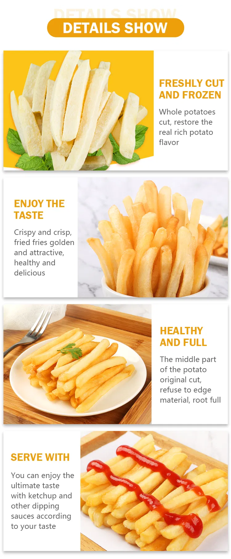 Wholesale Good Quality Flavored French Potato Fries IQF Frozen Hash Browns
