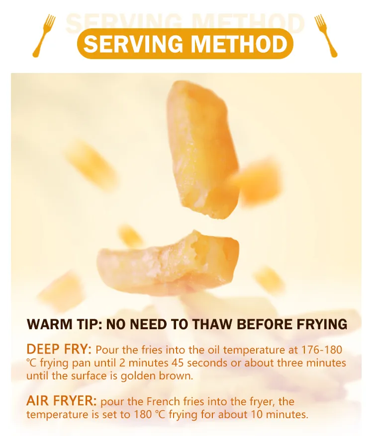 Wholesale Good Quality Flavored French Potato Fries IQF Frozen Hash Browns